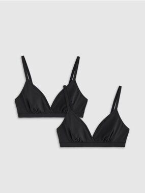 EUC Quince Second Skin Crossover Bralettes - Bundle of 4 - Black, Size Small